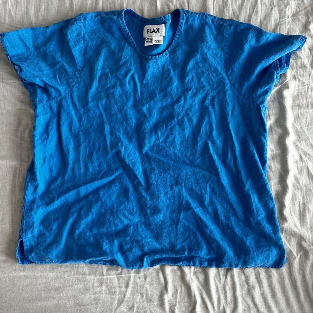 Flax Denim Blue Linen Top